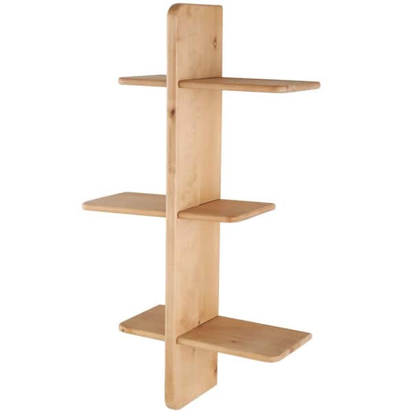 Litton Lane 19 in. W x 8 in. D Light Brown Handmade Wood Decorative Wall Shelf