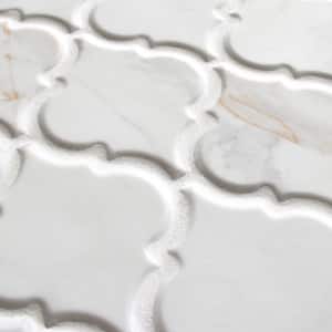 Statuario Gold Lantern Arabesque 12x9in. Recycled Glass 3D Marble Looks Floor and Wall Mosaic Tile (7.6 sq ft/Box)