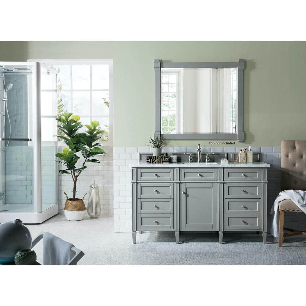 Urban Gray 60" Solid Wood Single Vanity Base with Backsplash