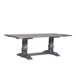 Leventis Weathered Gray Wood Material 40 in. width Trestle type Dining Table with 6-seats