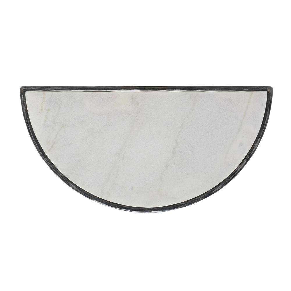 Jessa Demilune 36'' Black Metal and White Marble Console Table