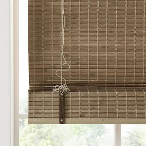 Lyndon Natural Ash 27 in. W x 64 in. L Bamboo Light Filtering Roman Shade