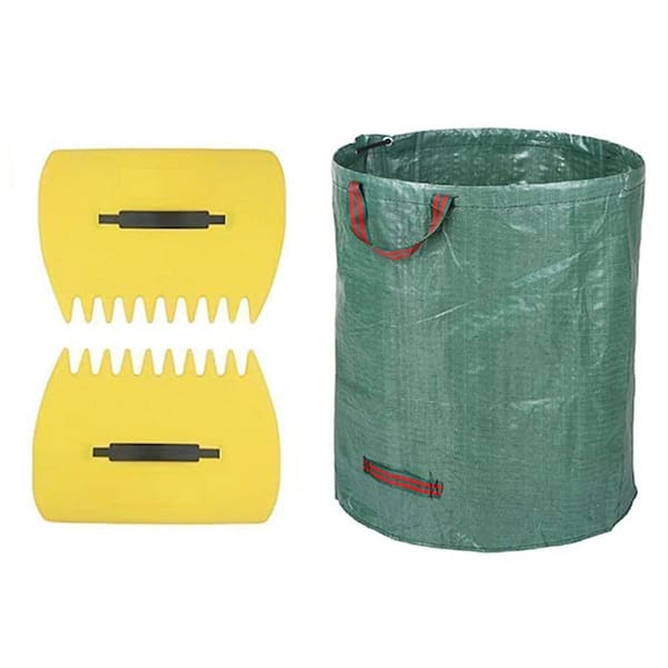 Dyiom 1 in. Pair of Lawn Claws Garden Leaves Scoop Collect with 72 Gal. Reusable Yellow Garden Bag