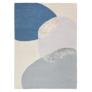 Oslo Hand Tufted Wool Abstract Colorblock Beige/Blue 5 ft. x 7 ft. Area Rug
