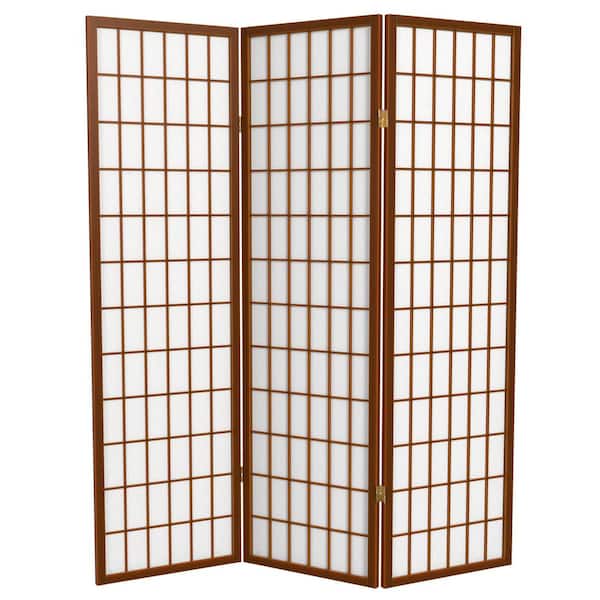 RED LANTERN 5 ft. Walnut 3-Panel Room Divider