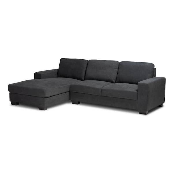 Baxton Studio Nevin 2-Piece Dark Gray Fabric 3-Seater L-Shaped Left-Facing Chaise Sectional Sofa