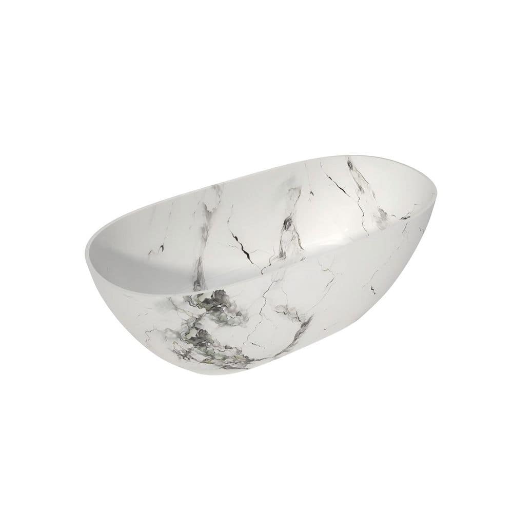 Kylie 63 in. x 29.5 in. Stone Resin Solid Surface Freestanding Tub Freestanding Soaking Bathtub in White price history on PriceWatchPro