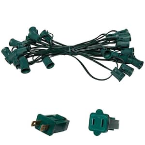 25 ft. C9/E17 Green Wire Socket Stringer with 6 in. Spacing