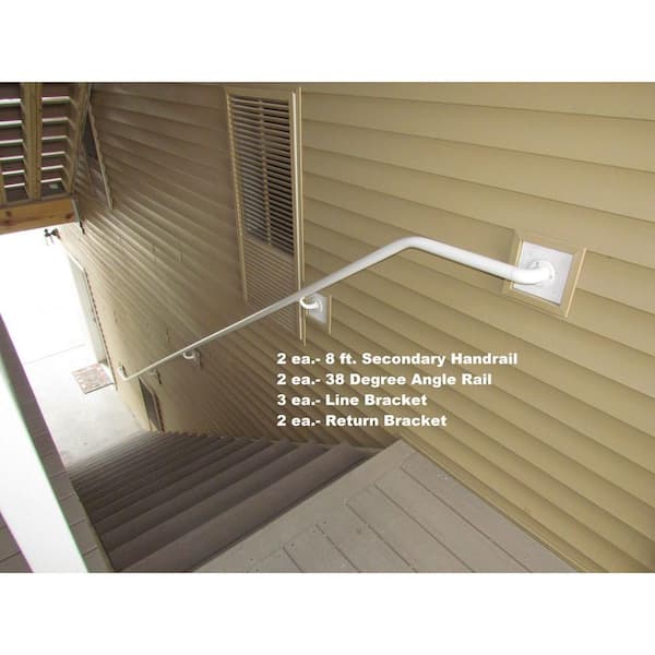8 ft. White Fine Textured Aluminum Secondary Hand Rail