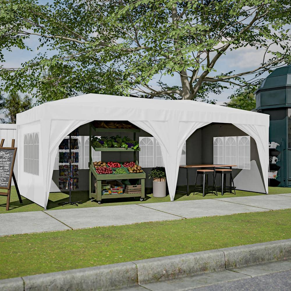10 ft. x 20 ft. Outdoor Adjustable Pop Up Canopy Tent with Carry Bag, Sand 