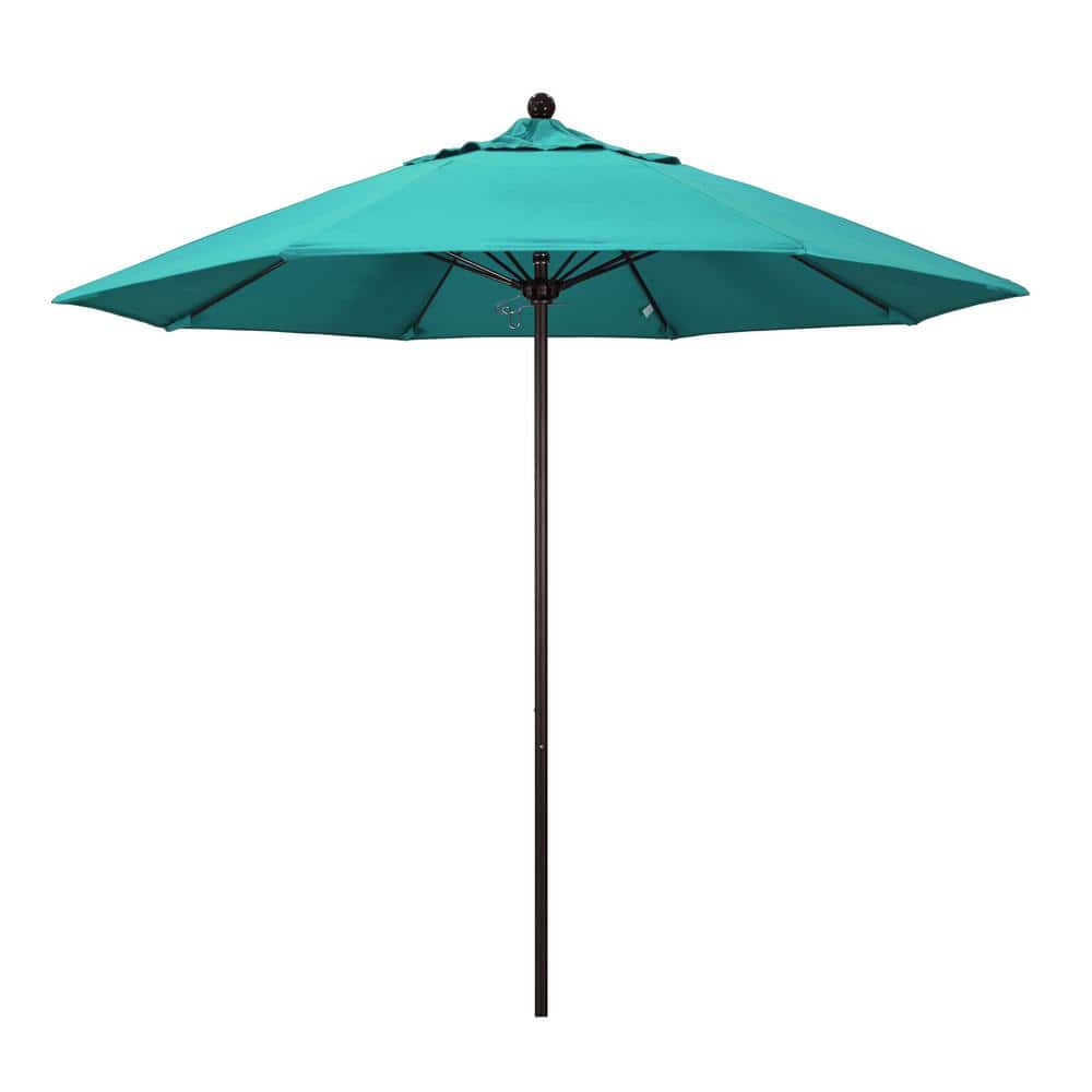 9 ft. Bronze Aluminum Commercial Market Patio Umbrella with Fiberglass Ribs and Push Lift in Aruba Sunbrella price history on PriceWatchPro