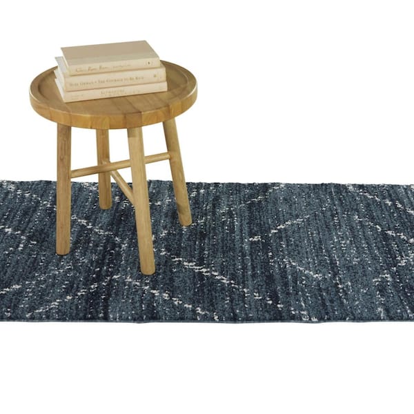 Sienna Dark Blue 2 ft. x 7 ft. Geometric Runner Rug