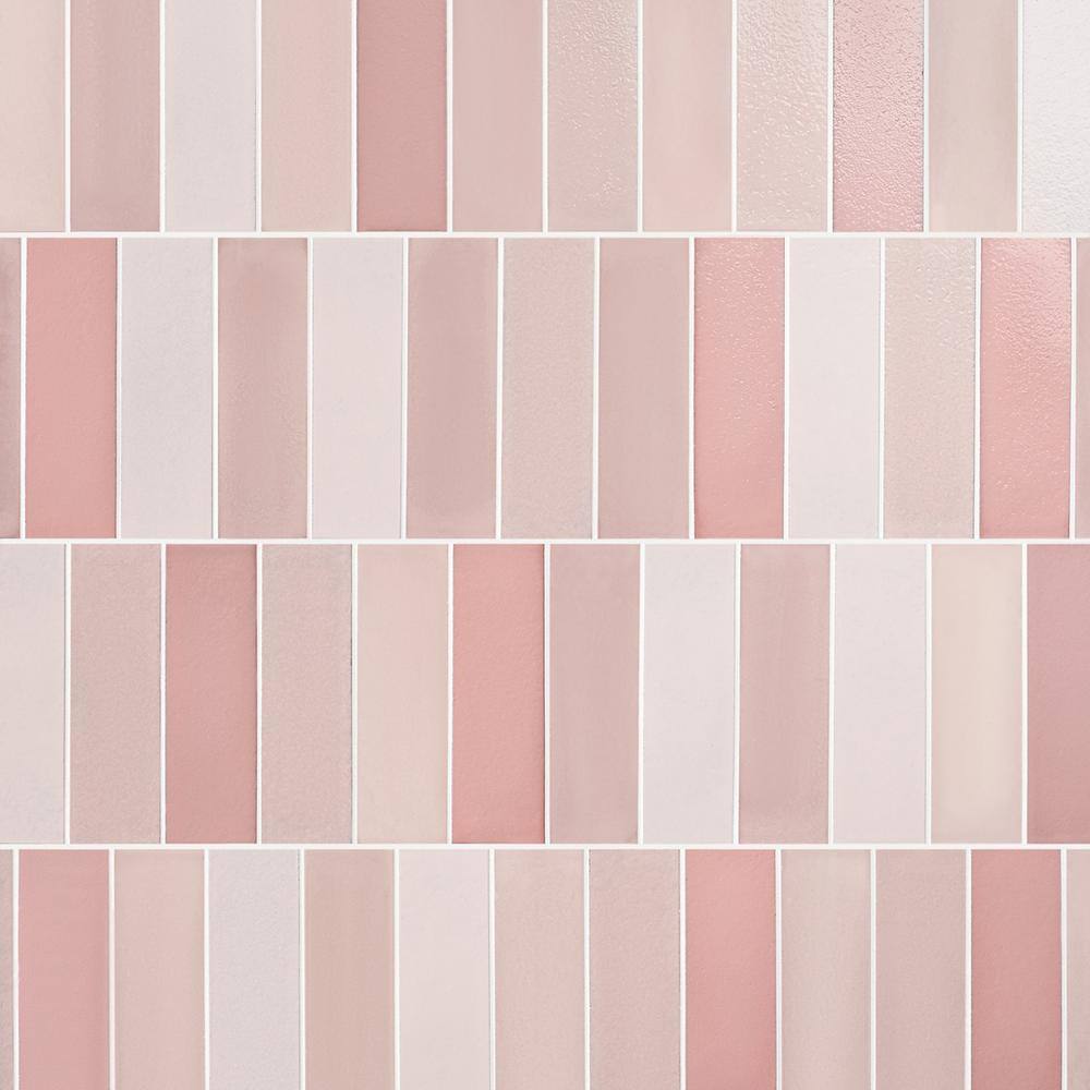 Terra Blend Pink Multi-Finish Lava Stone Subway Wall Tile