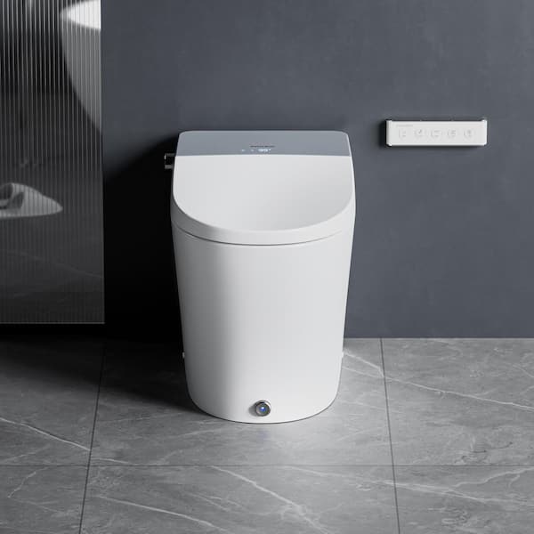 Casta Diva Elongated Electric Bidet Toilet 1.06 GPF in Silver with Auto Open, Auto Flush and Foot Kick Button for Modern Home