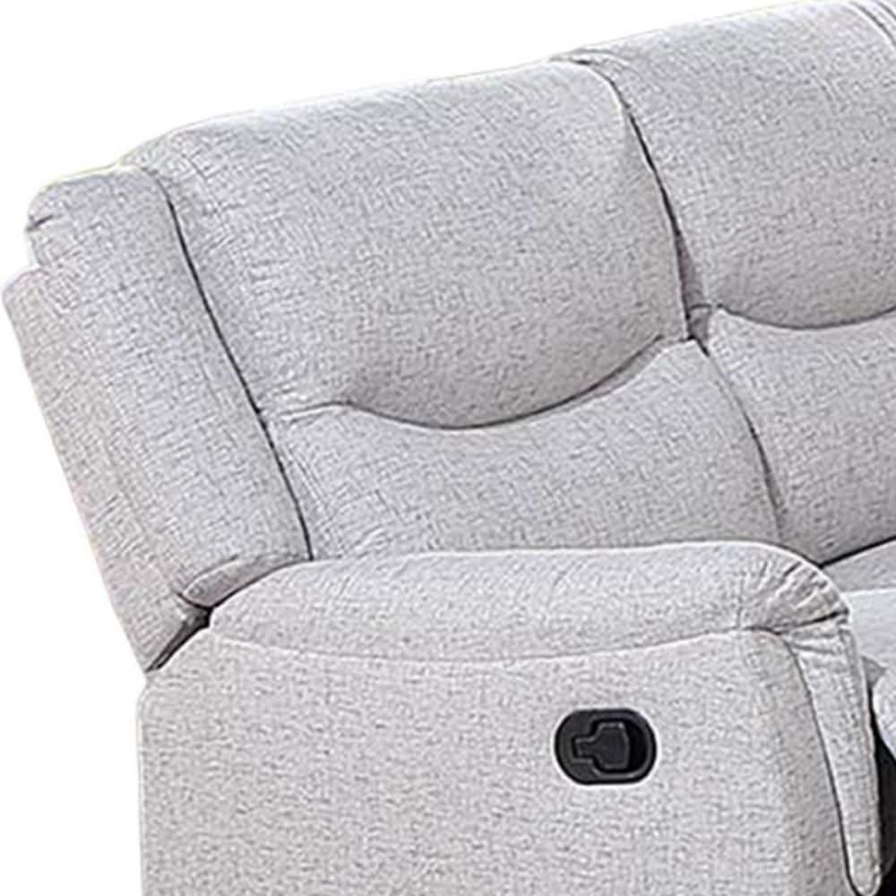 Sincere Bone White Fabric Reclining Sofa with Pillow-top Armrests