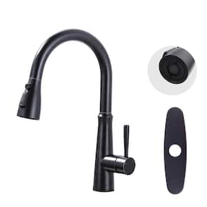 Single Handle 15.4 in. Pull Down Sprayer Kitchen Faucet with 3-Spray Modes Sprayer Fixed in Oil Rubbed Bronze