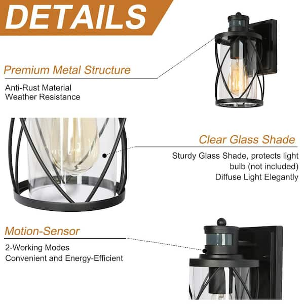 Flame Lantern - Water Glass - Photocell & Motion Sensor - WH