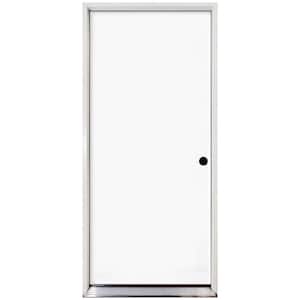 24 in. x 80 in. Element Series Flush White Primed Left-Hand Inswing Steel Prehung Front Door with 4-9/16 in. Frame