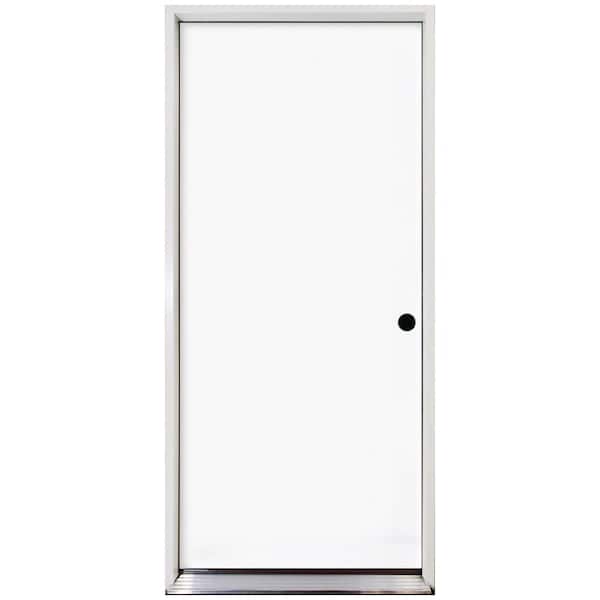 Steves & Sons 24 in. x 80 in. Element Series Flush White Primed Left-Hand Inswing Steel Prehung Front Door with 4-9/16 in. Frame