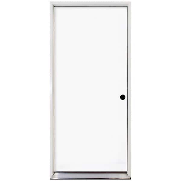 Steves & Sons 36 in. x 80 in. Element Series Flush White Primed Left-Hand Inswing Steel Prehung Front Door with 4-9/16 in. Frame