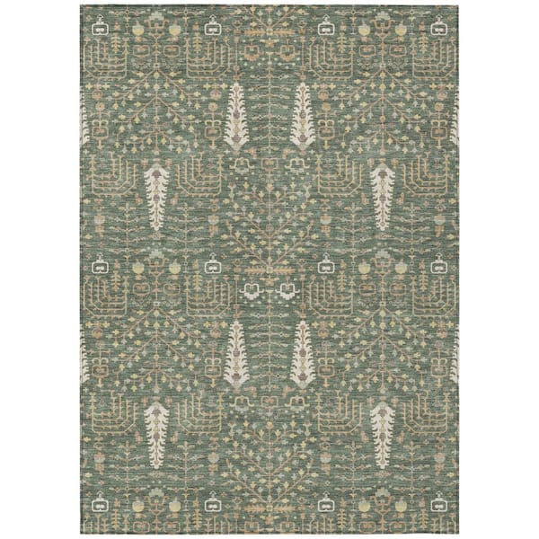 Chantille Machine Washable Indoor/Outdoor Abstract ACN3118 Basil 10 ft. x 14 ft. Area Rug