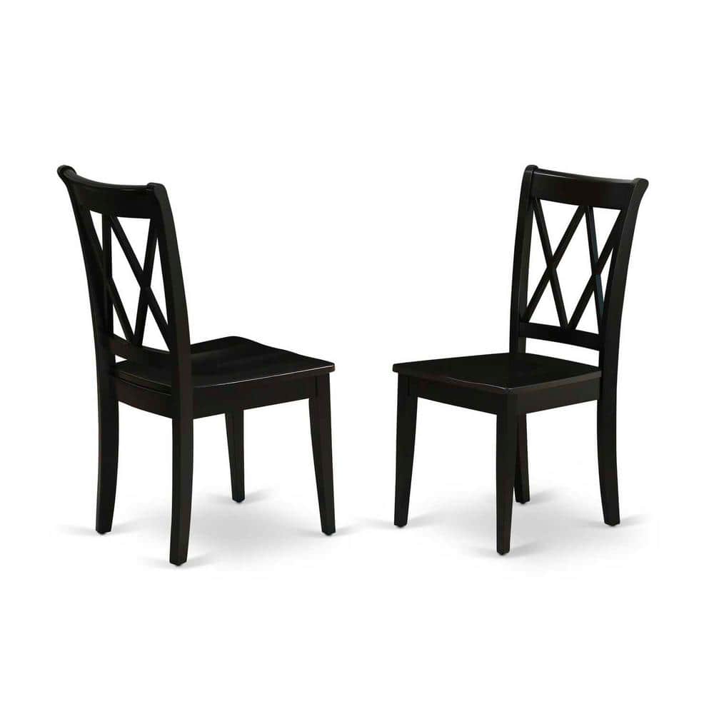 5-Piece Black & Cherry Finish Solid Wood Top Dining table with 4 Chairs with Cross Back