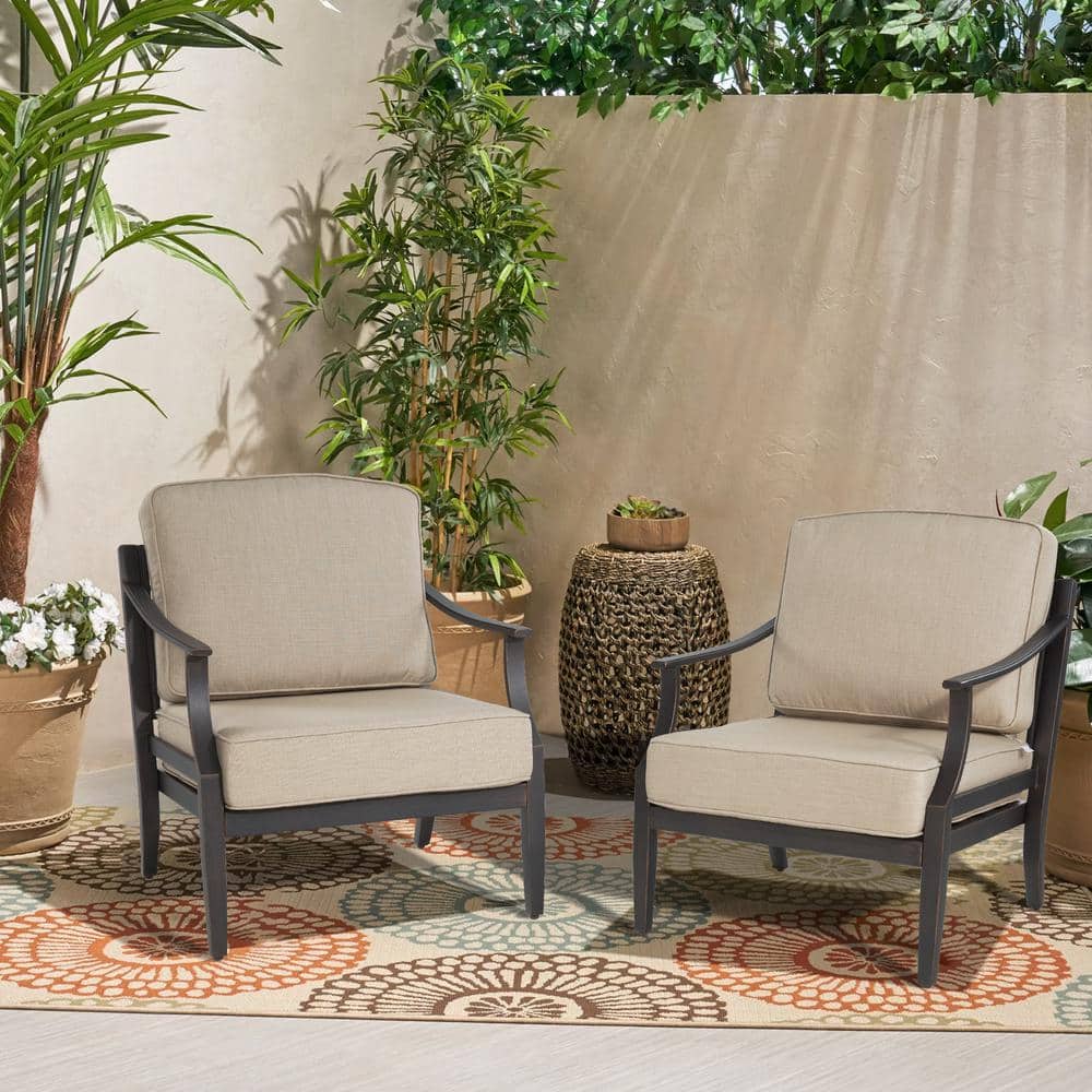 Egg-Shaped Beige Wicker Patio Chair with Cushions