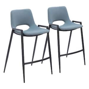 Desi 25.6 in. Open Back Plywood Frame Counter Stool with Faux Leather Seat - (Set of 2)