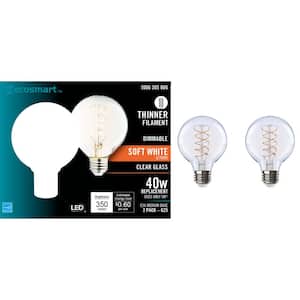 40-Watt Equivalent G25 Dimmable Fine Bendy Filament LED Vintage Edison Light Bulb Soft White (2-Pack)