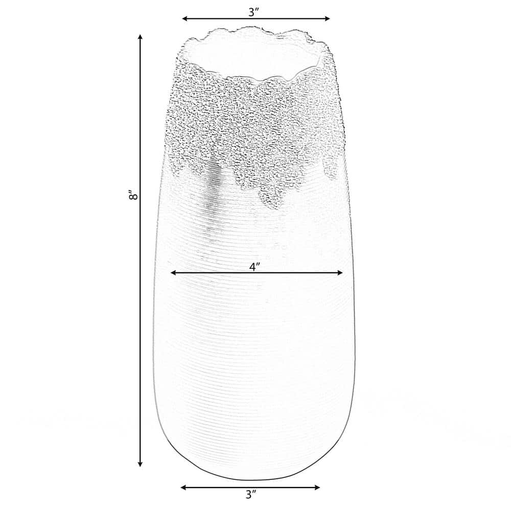 Sleek 8'' Black Ceramic Floor Vase with Dripping Crystal Design