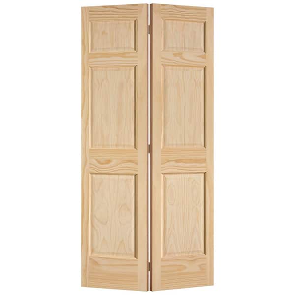 Masonite 36 in. x 78 in. 6-Panel Solid-Core Smooth Unfinished Pine Bi-fold Interior Door