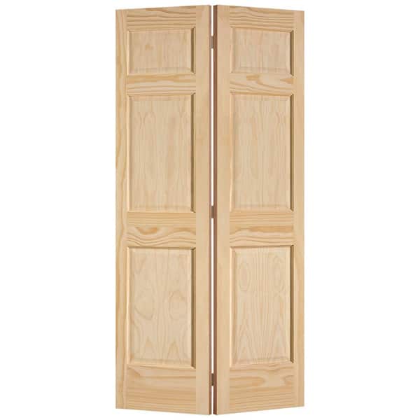 Masonite 36 in. x 80 in. 6-Panel Solid-Core Smooth Unfinished Pine Bi-fold Interior Door