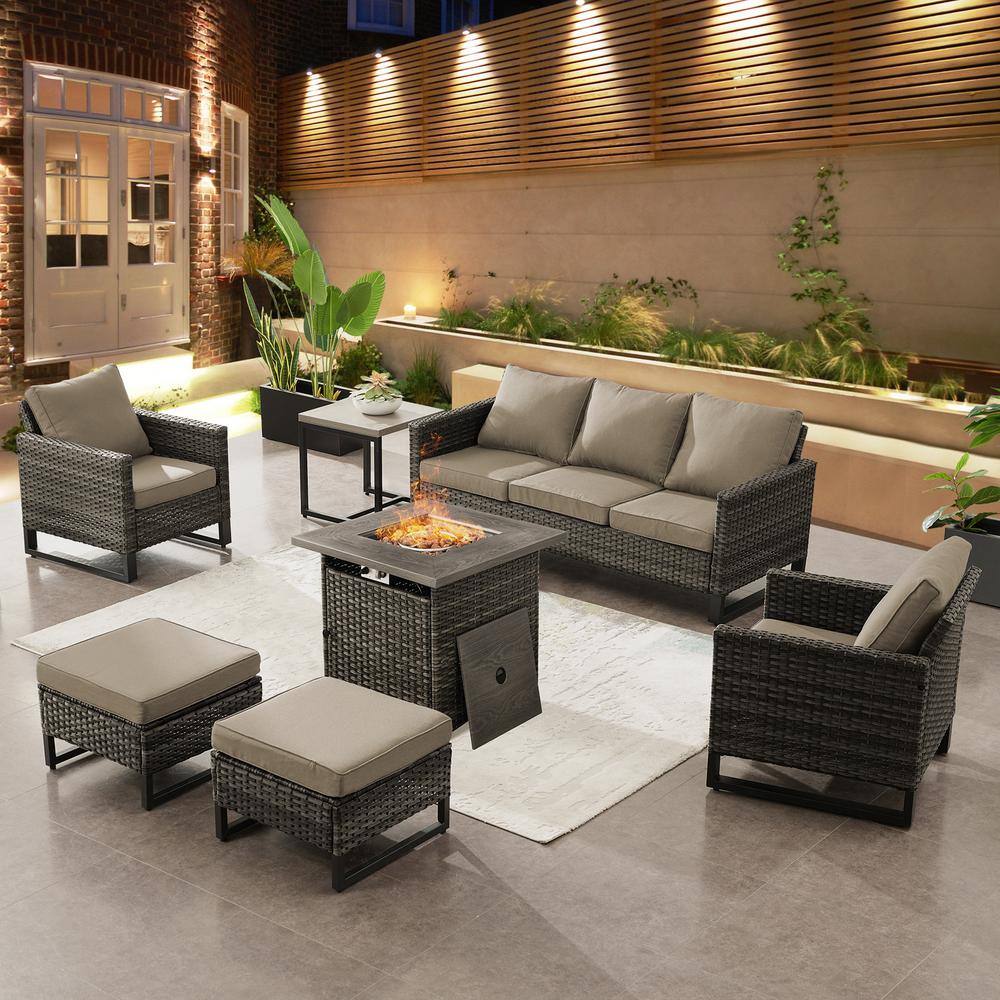 Gymojoy Valenta Gray 7-Piece Wicker Patio Conversaion Set