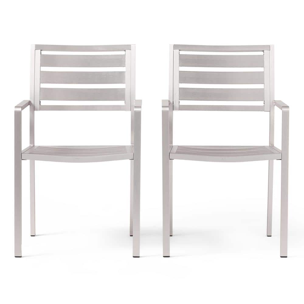 Modern Design Aluminum Frame Outdoor Dining Chair with Open Slatted Design 