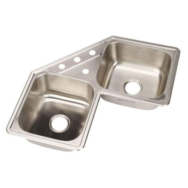 HOUZER Legend Drop-In Stainless Steel 32 in. 4-Hole Double Bowl Kitchen Sink