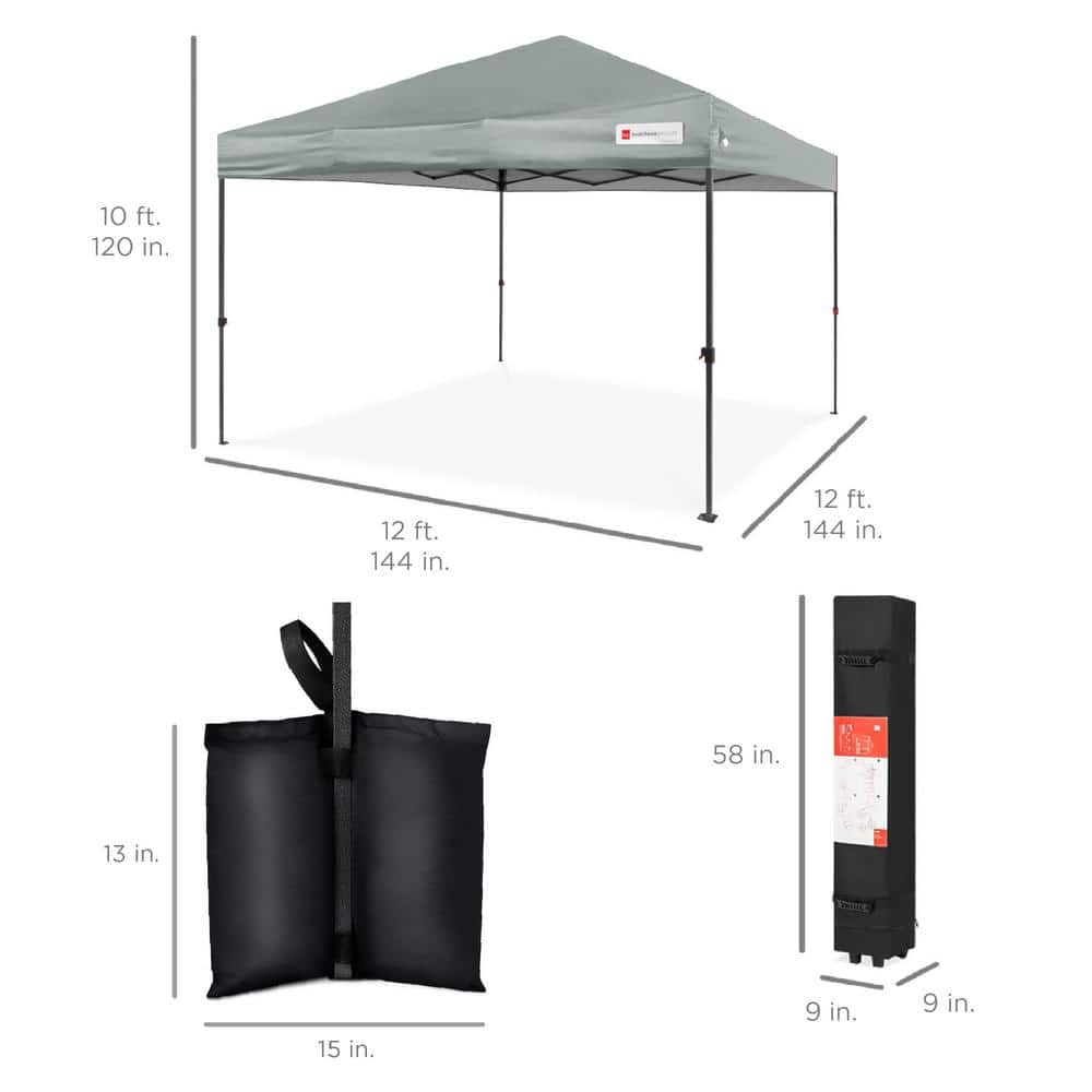 Silver 12x12ft Easy Setup Pop Up Canopy with Wheeled Case