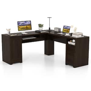 21 in. L-Shaped Brown Corner Computer Desk Writing Table