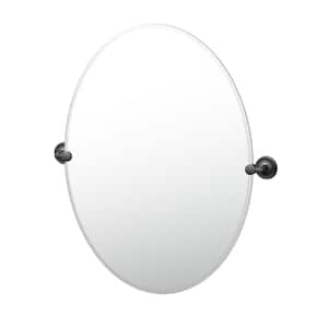 Designer 24 in. W x 32 in. H Frameless Oval Beveled Edge Bathroom Vanity Mirror in Matte Black