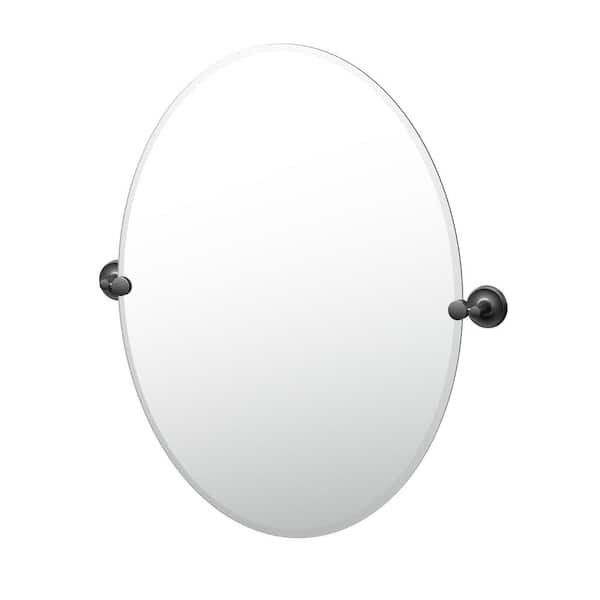Gatco Designer 24 in. W x 32 in. H Frameless Oval Beveled Edge Bathroom Vanity Mirror in Matte Black