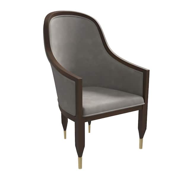 Leisuremod Modern Leather Dining Chair Kitchen Accent Assembled Armchairs with Rubberwood Frame Belle Collection in Grey