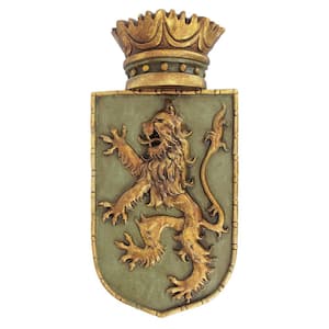 14.5 in. x 7 in. Medieval Rampant Lion Shield Wall Sculpture