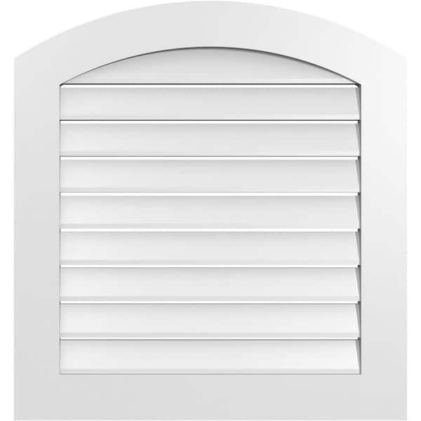 Ekena Millwork 30 in. x 30 in. Arch Top Surface Mount PVC Gable Vent: Decorative with Standard Frame
