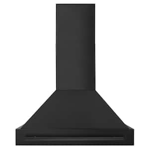 36 in. 700 CFM Ducted Vent Wall Mount Range Hood in Black Stainless Steel