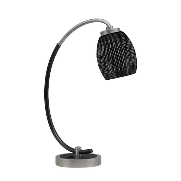 Unbranded Delgado 18.25 in. Graphite and Matte Black Desk Lamp, Piano Desk Lamp, with Black Matrix Glass Shade