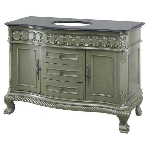 Belle Foret Maribelle 49 in. Vanity in Loden Green with Granite Vanity Top in Black and White Basin