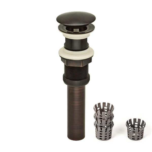 PF WaterWorks DecoDRAIN Push Open/Close Pop-Up Drain, ABS Body w/ Hair Catcher w/o Overflow, 2.5" Cap, 1.6-2.2" Sink Hole, Bronze