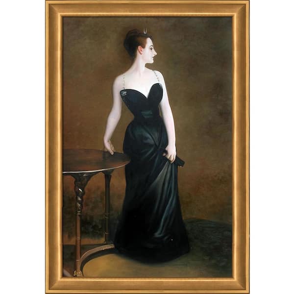 LA PASTICHE Portrait of Madame X by John Singer Sargent Muted Gold Glow Framed People Oil Painting Art Print 28 in. x 40 in.