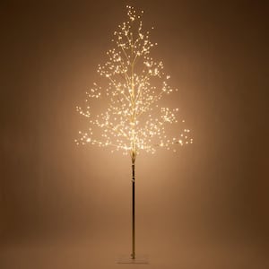 6 ft. Artificial Gold Lighted Tree with 750 Warm White LED Fairy Lights
