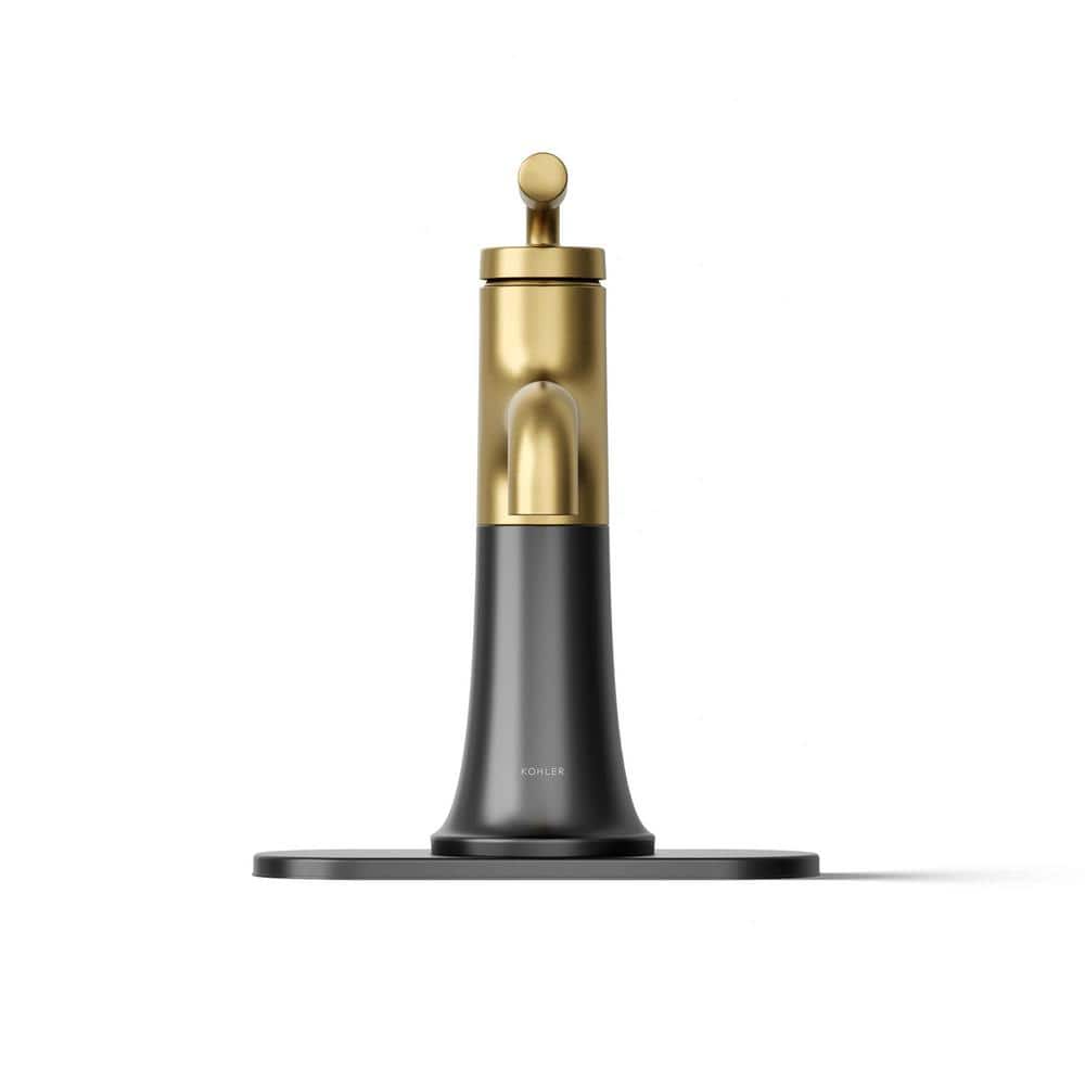 Matte Black and Moderne Brass Single-Handle Bathroom Faucet