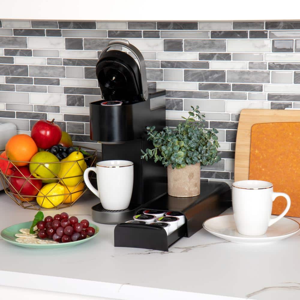 Compact Black Plastic Coffee Pod Drawer for 28 Capsules